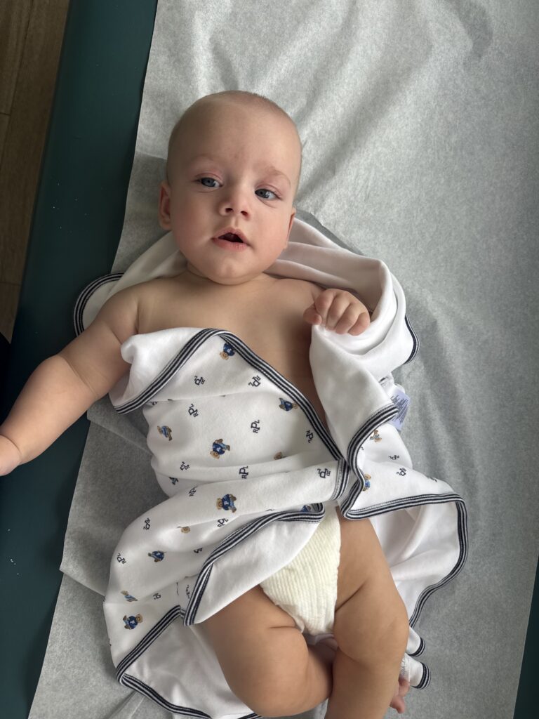 Liam at the doctor for his 5 month check up