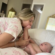 Liam with mom on a rainy day