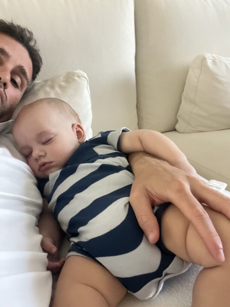 Liam sleeping with papa